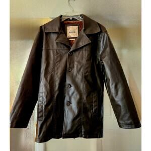 Classic Vintage Chocolate Brown Vegan Leather Jacket Size Large